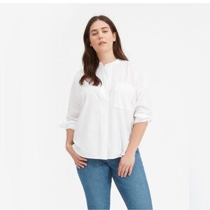 Everlane White Band-Collar Button Down Shirt